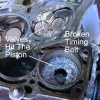 A broken timing belt has allowed the valves to hit the pistons. This has destroyed the engine.